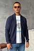 Тёмно-синяя кофта на молнии Hugo Boss logo-embroidered