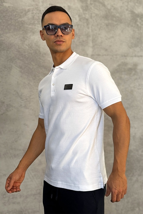 Мужское белое поло Armani Exchange rubber logo