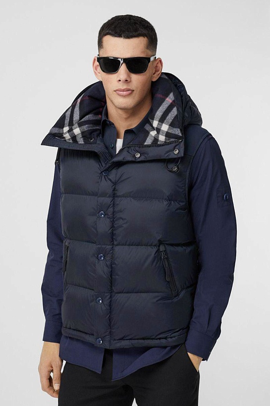 Синяя куртка со съёмными рукавами Burberry Lockwell logo-patch
