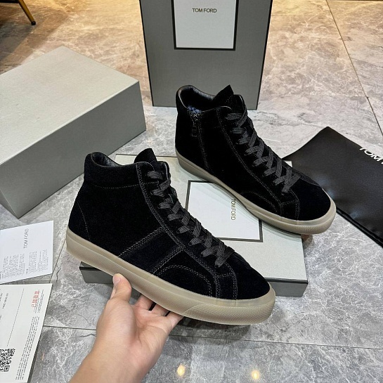 Замшевые кроссовки с мехом Tom Ford high-top - Black