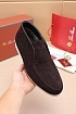 Замшевые лоферы с мехом Loro Piana Open Walk - Brown
