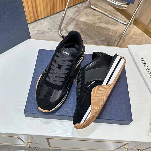 Комбинированные кроссовки Tom Ford James low-top - Black   