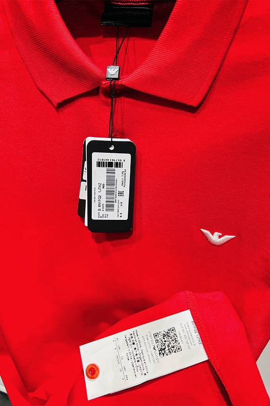 Красное поло Emporio Armani logo-embroidered