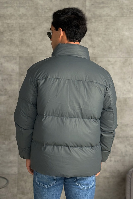 Мужской пуховик Prada logo-plaque - Grey