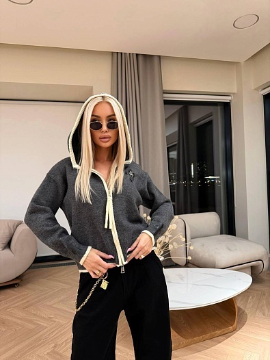 Женский кардиган на молнии Chrome Hearts premium - Grey   