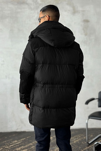 Удлинённый чёрный пуховик Burberry Nylon  logo-patch   