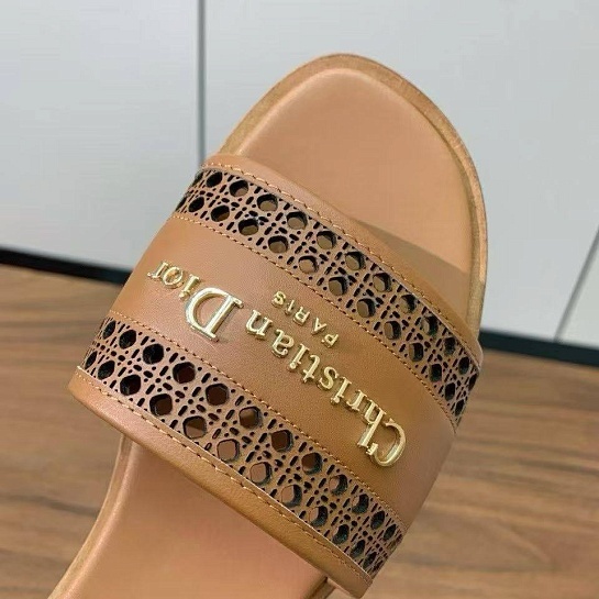 Женские кожаные шлёпанцы Dior Premium - Orange