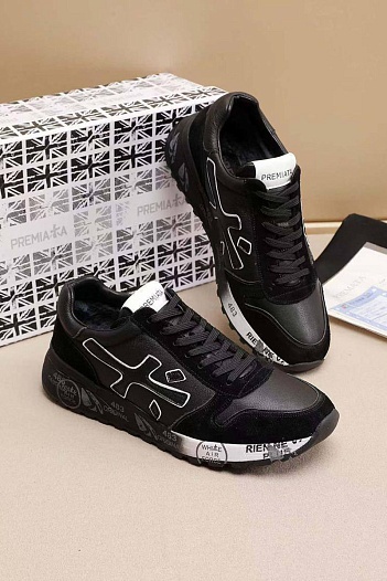 Комбинированные кроссовки с мехом Premiata low-top - Black   