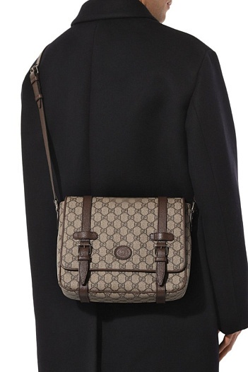 Кожаная сумка-мессенджер Gucci GG Premium 28x20x8 см - Beige   