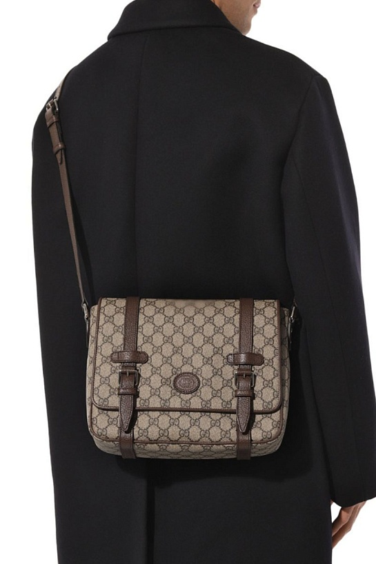 Кожаная сумка-мессенджер Gucci GG Premium 28x20x8 см - Beige