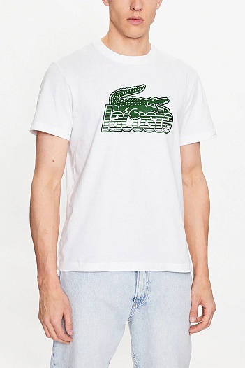 Мужская белая футболка Lacoste crocodile print   