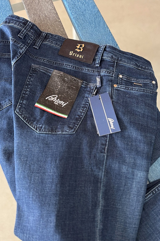Мужские джинсы тёмно-синего цвета Brioni regular fit