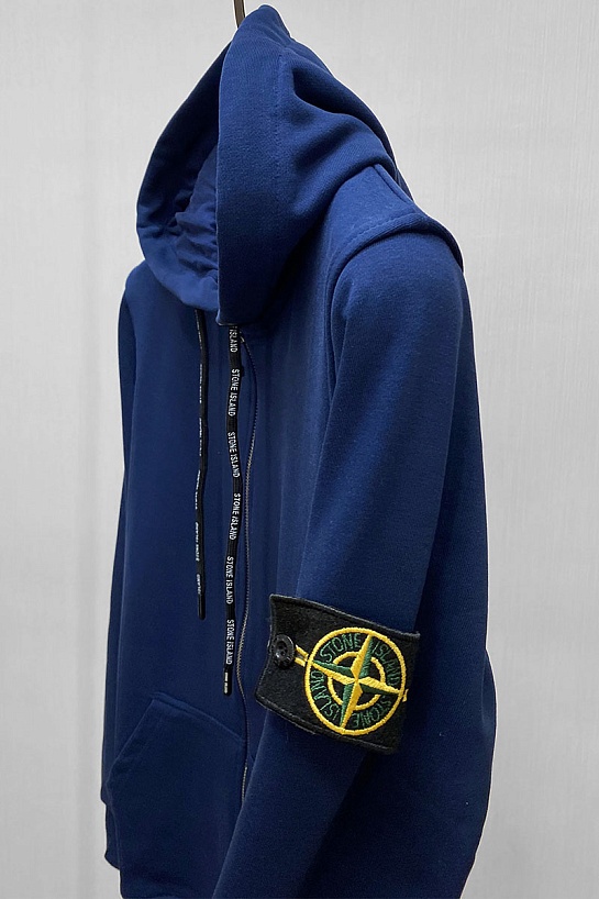 Мужская кофта с патчем на плече синего цвета Stone Island