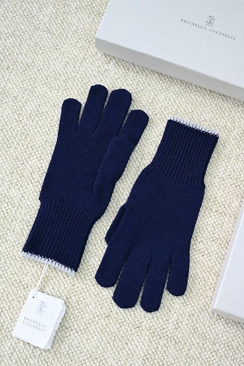 Кашемировые перчатки Brunello Cucinelli premium - Purplish Blue   