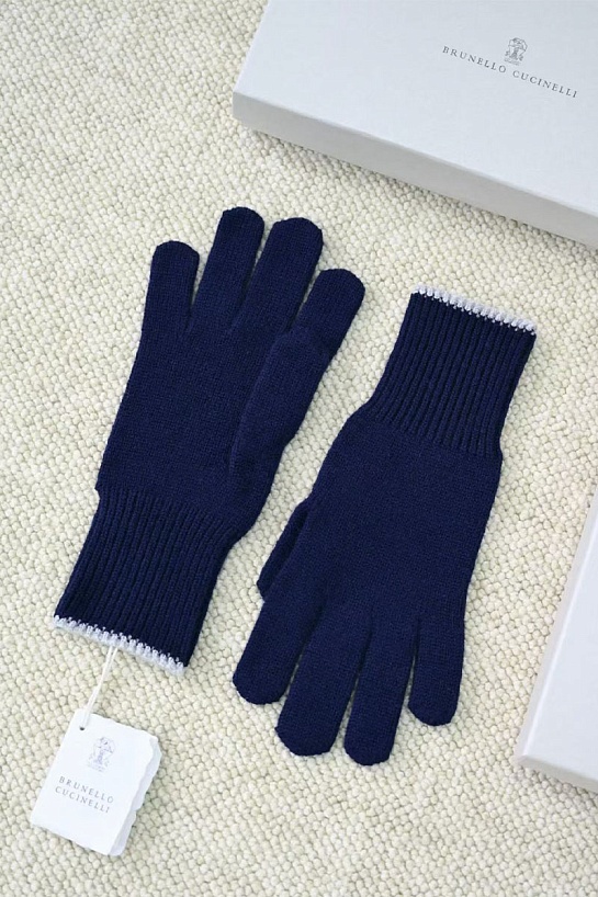 Кашемировые перчатки Brunello Cucinelli premium - Purplish Blue