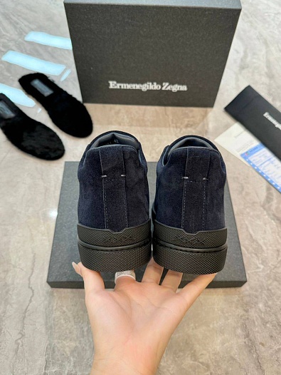 Кроссовки с мехом Ermenegildo Zegna Triple Stitch - Navy   