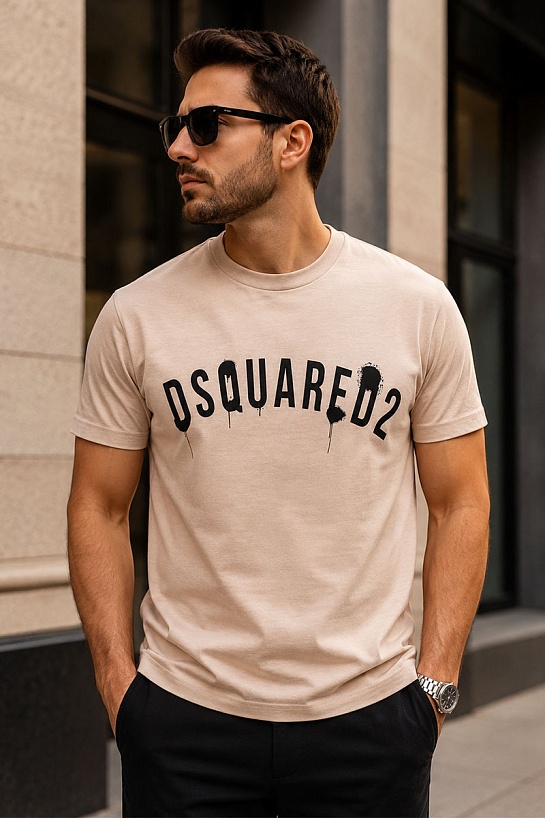 Бежевая оверсайз футболка Dsquared2