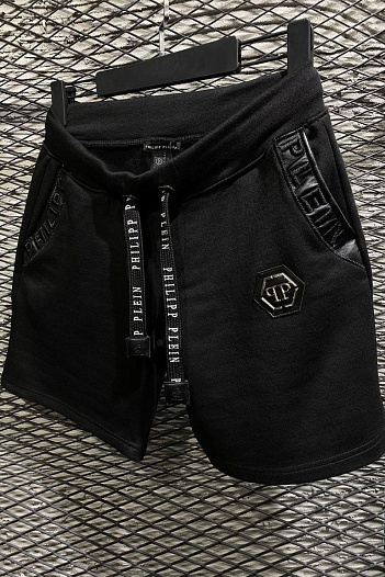 Мужские чёрные шорты Philipp Plein logo-plaque   