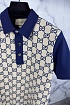 Мужское поло Gucci GG monogram all-over - Navy / Beige