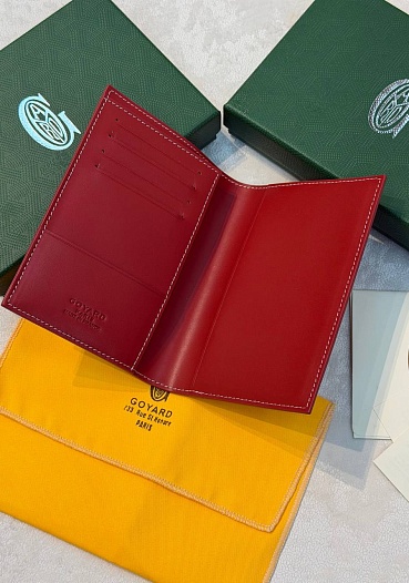 Кожаная обложка для паспорта Goyard Grenelle premium 14x10 см   
