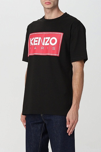 Футболка чёрного цвета Kenzo Paris logo-print   