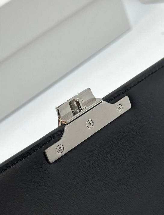 Женская кожаная сумка Celine Claude Premium 20.5x11.5x4 см - Black / Silver