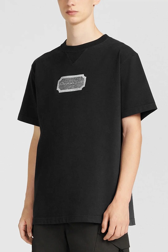 Чёрная футболка Christian Dior Couture logo-embroidered