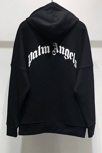 Утеплённое оверсайз худи Palm Angels "Pirate Bear" - Black   