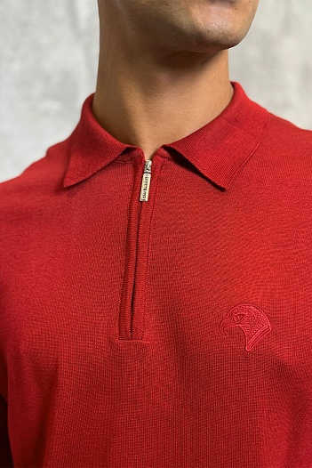 Мужское поло Stefano Ricci Eagle zip-neck - Red   