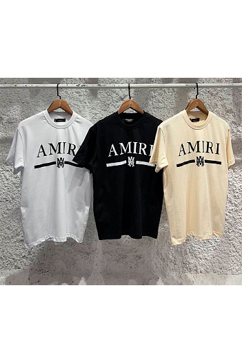 Бежевая мужская футболка Amiri MA bar   