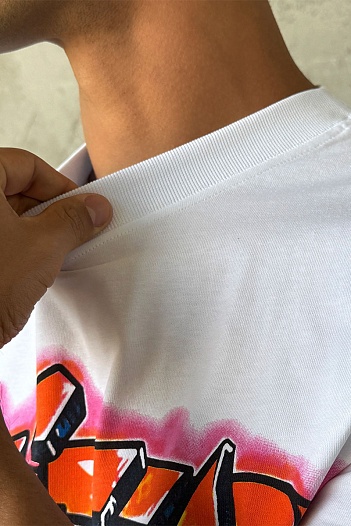 Брендовая мужская футболка Louis Vuitton graffiti print - White   