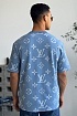 Синяя оверсайз футболка Louis Vuitton Monogram