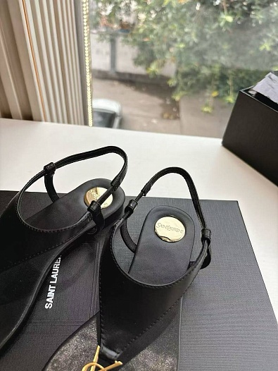 Женские кожаные сандалии Yves Saint Laurent Premium - Black   