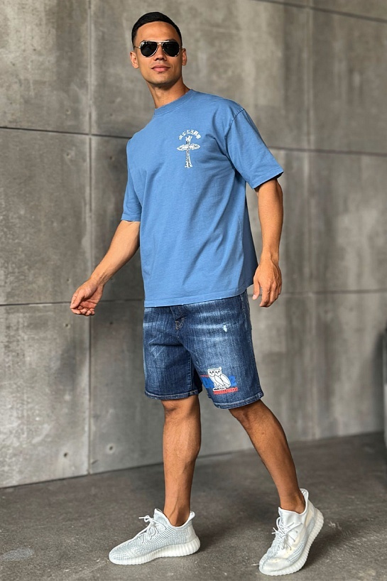 Мужская синяя футболка Chrome Hearts