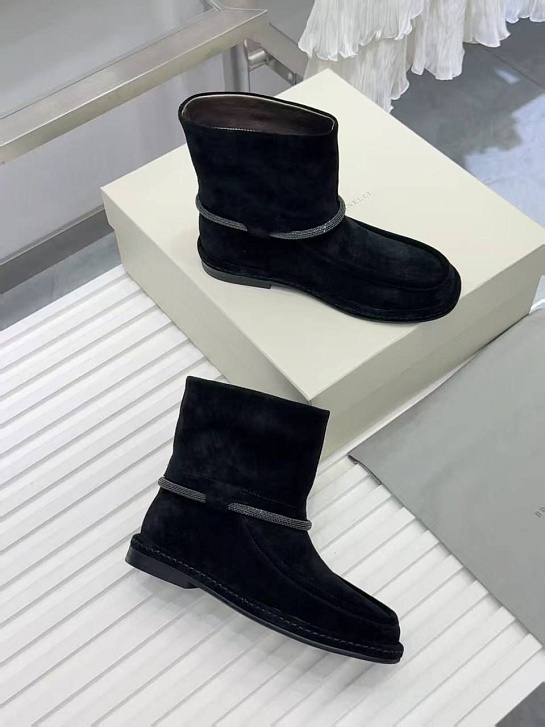 Женские замшевые сапоги Brunello Cucinelli premium - Black