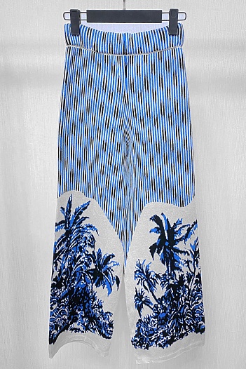 Классические женские штаны Dior "Palms" - White / Blue   