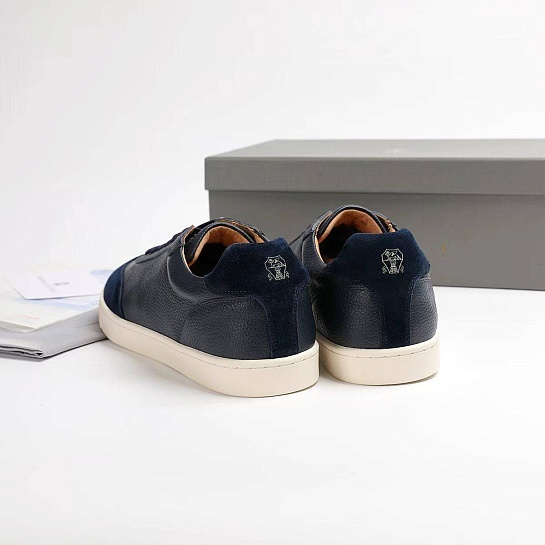 Комбинированные кроссовки Brunello Cucinelli logo-print - Navy