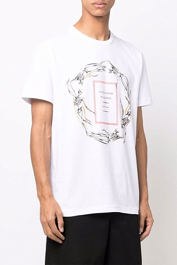 Мужская белая футболка Alexander McQueen skeleton-print   