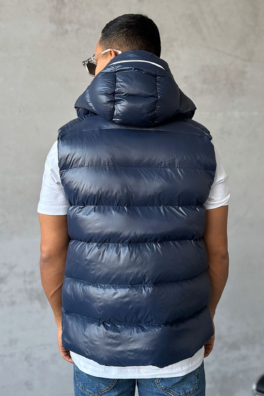 Мужской синий жилет Moncler Cardamine logo-patch