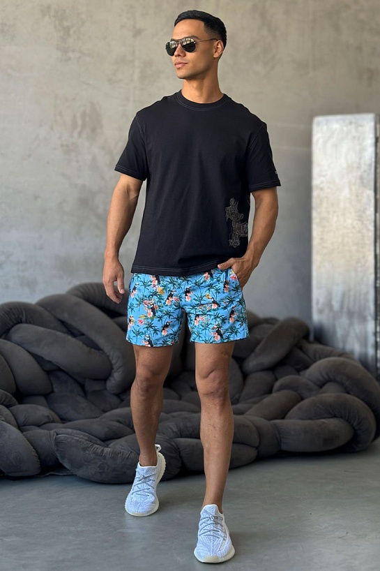 Мужские голубые шорты Etro floral-pattern
