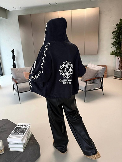Женский вязанный кардиган на молнии Chrome Hearts Premium - Navy   