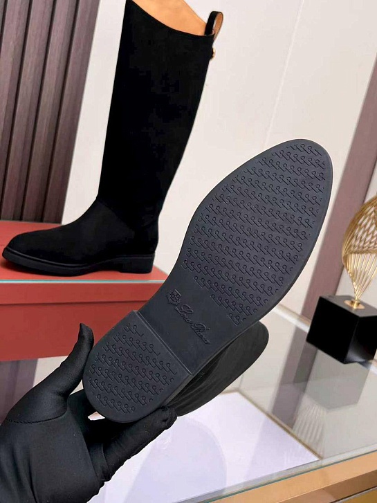 Женские замшевые сапоги Loro Piana premium - Black