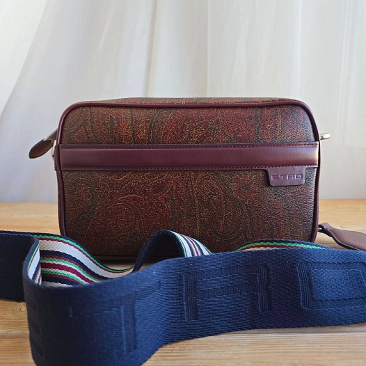 Кожаная сумка Etro с узором пейсли 23x14 см   