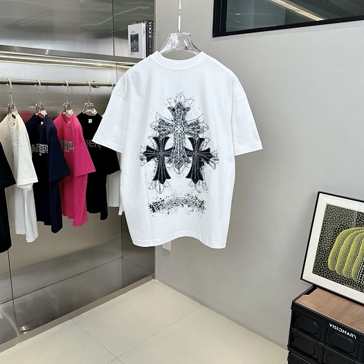 Белая оверсайз футболка Chrome Hearts Premium   