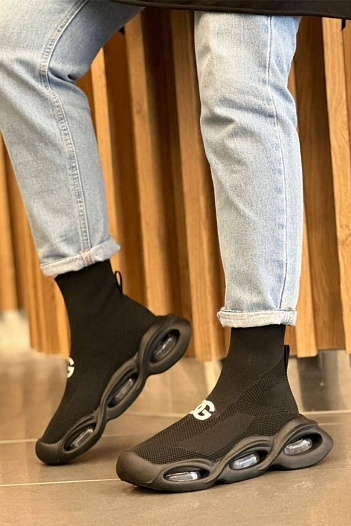 Женские чёрные кроссовки Dolce&Gabbana Wave mid-top   