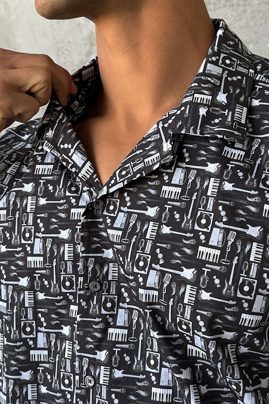 Мужская чёрная рубашка Dolce & Gabbana graphic-print