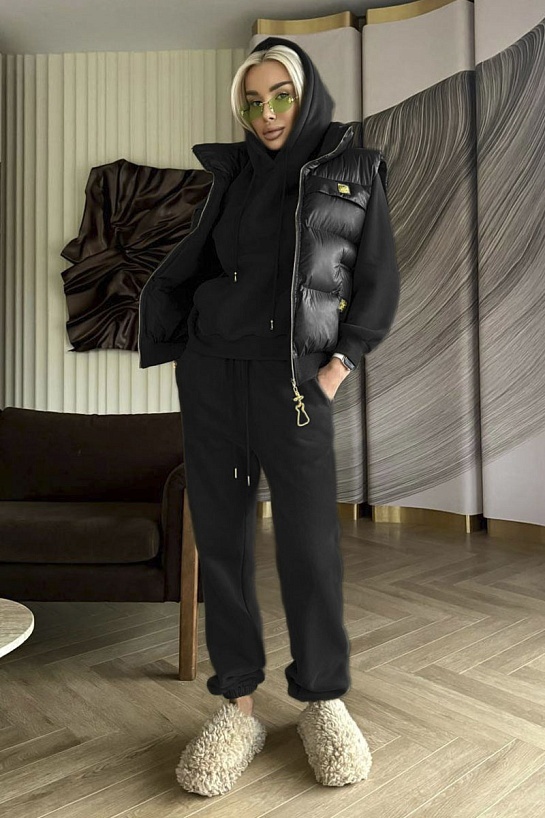 Женский костюм тройка на флисе Schiaparelli Premium - Black