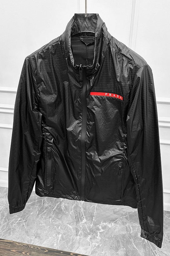 Мужская ветровка Prada logo-stripe - Black