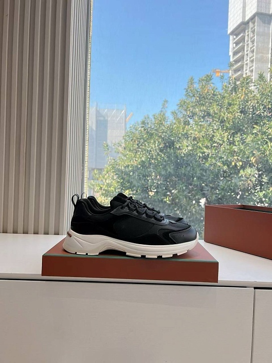 Женские кожаные кроссовки Loro Piana Premium - Black