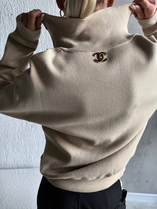 Женский свитшот Chanel бежевого цвета premium